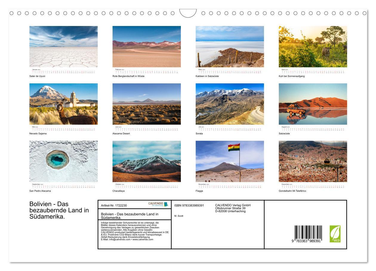 Beispielinhalt (Bild) Bolivien - Das bezaubernde Land in Südamerika. (Wandkalender 2025 DIN A3 quer), CALVENDO Monatskalender