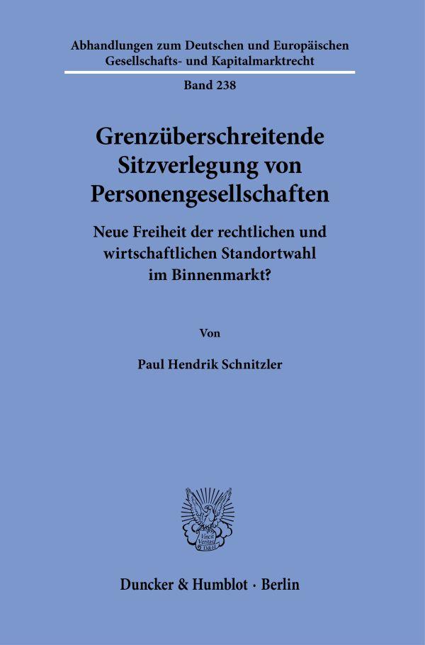 Vorderes Coverbild Grenzüberschreitende Sitzverlegung von Personengesellschaften