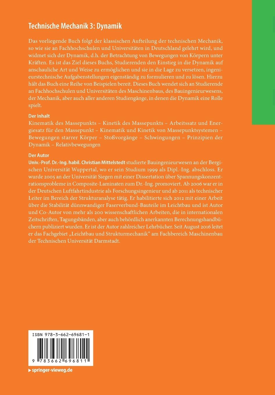Rückseitencover Technische Mechanik 3: Dynamik