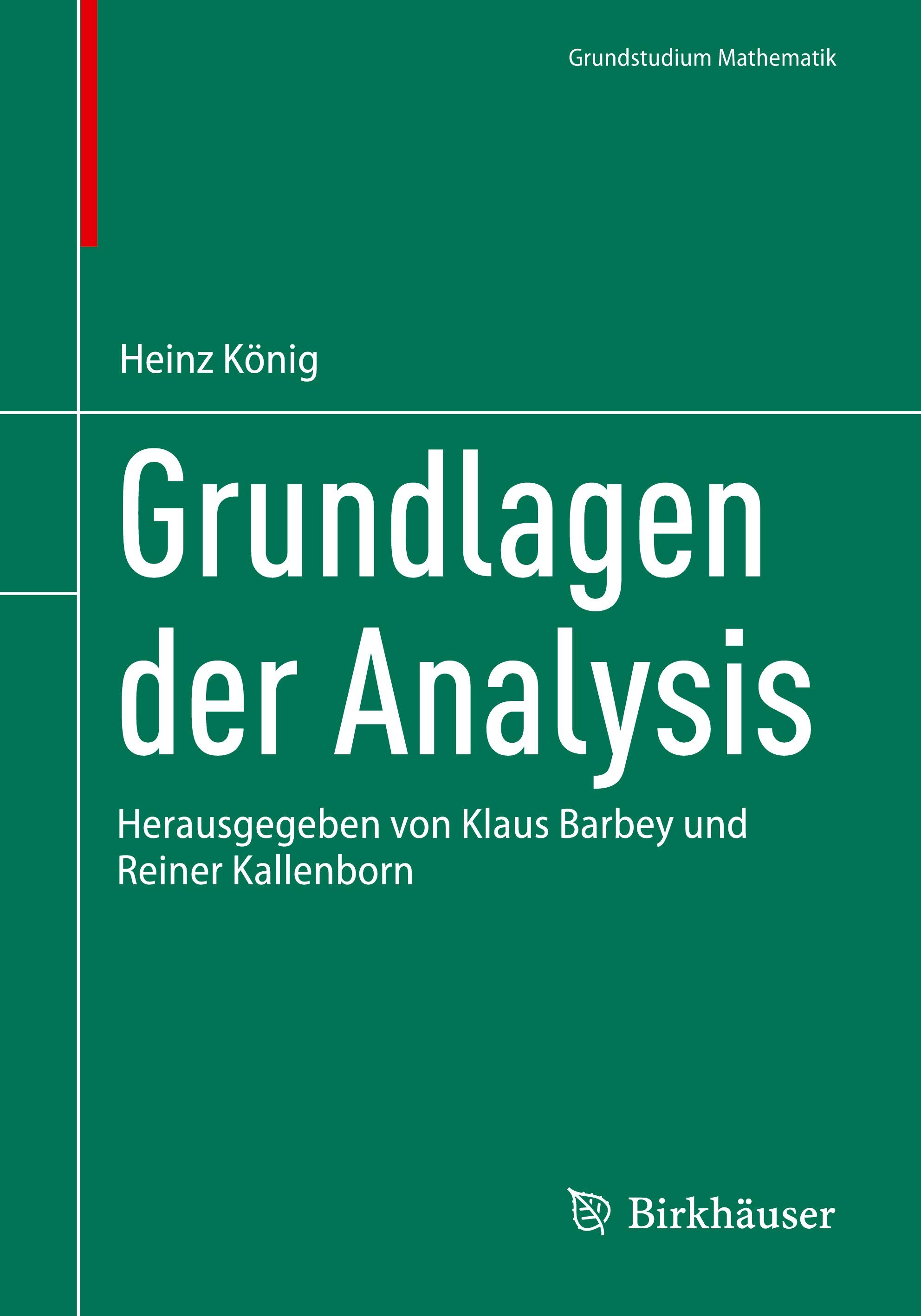 Vorderes Coverbild Grundlagen der Analysis
