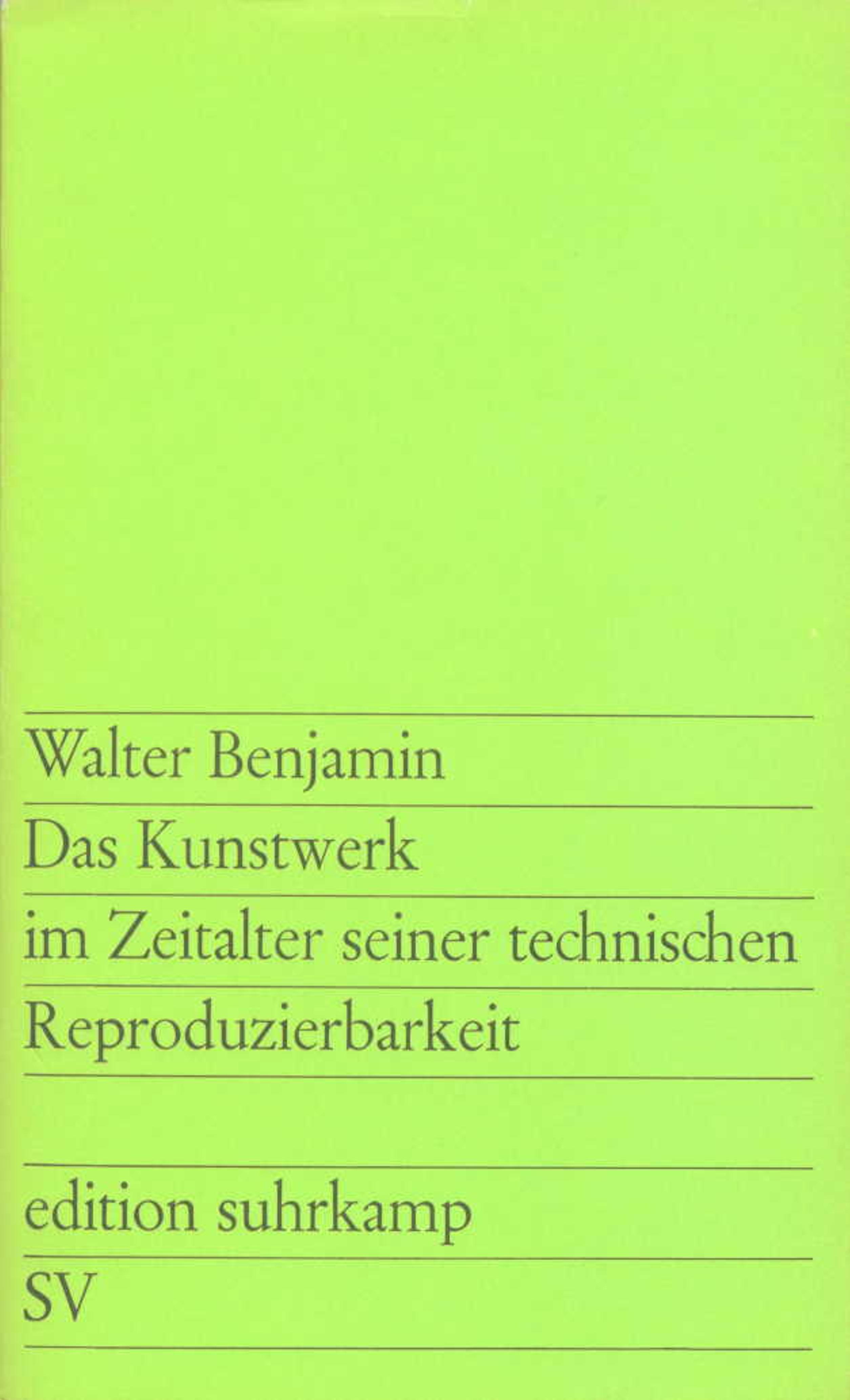 Vorderes Coverbild Das Kunstwerk im Zeitalter seiner technischen Reproduzierbarkeit