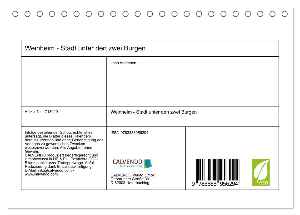 Beispielinhalt (Bild) Weinheim - Stadt unter den zwei Burgen (Tischkalender 2025 DIN A5 quer), CALVENDO Monatskalender