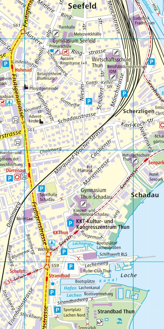 Beispielinhalt (Bild) Hallwag Stadtplan Thun 1:7'500