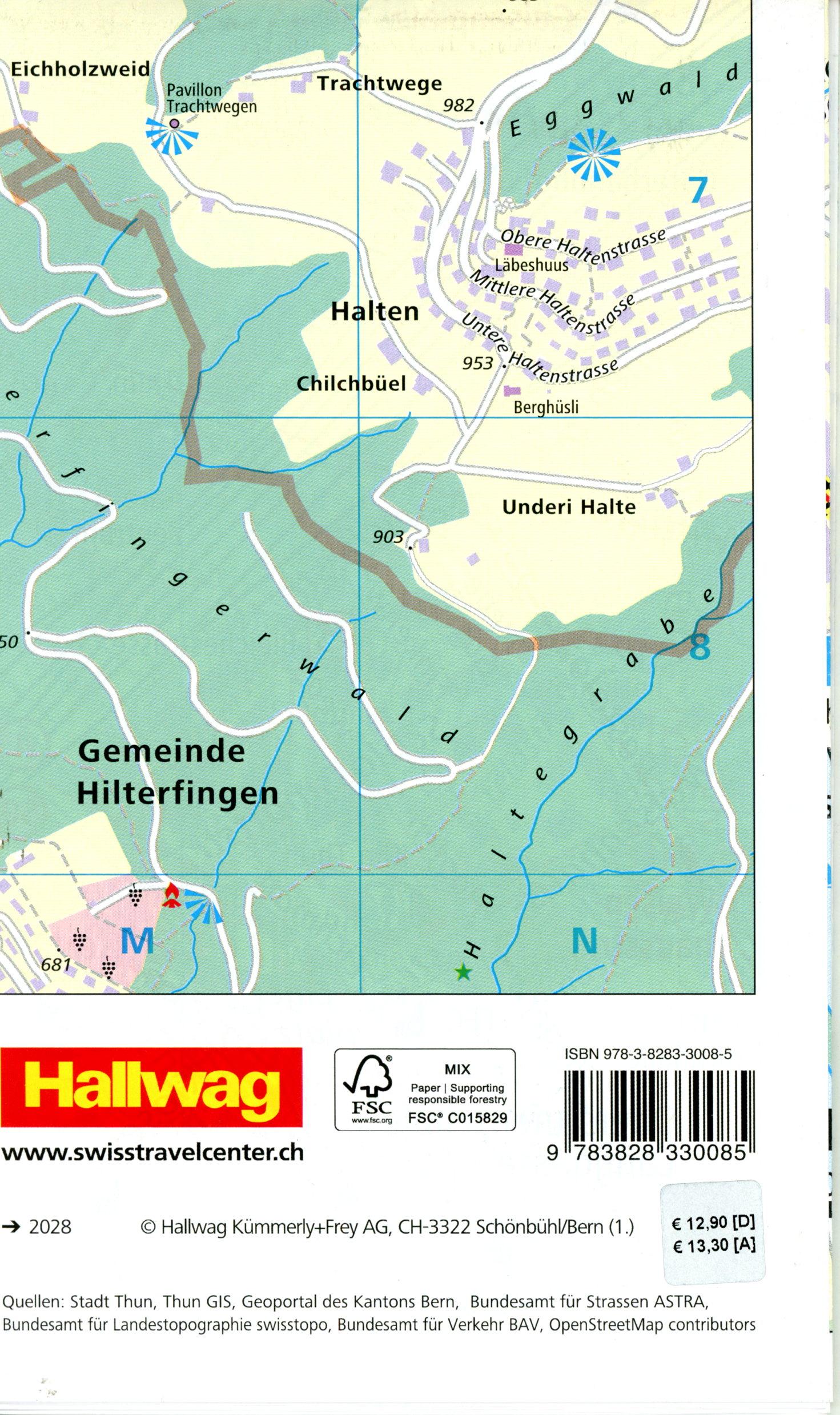 Beispielinhalt (Bild) Hallwag Stadtplan Thun 1:7'500