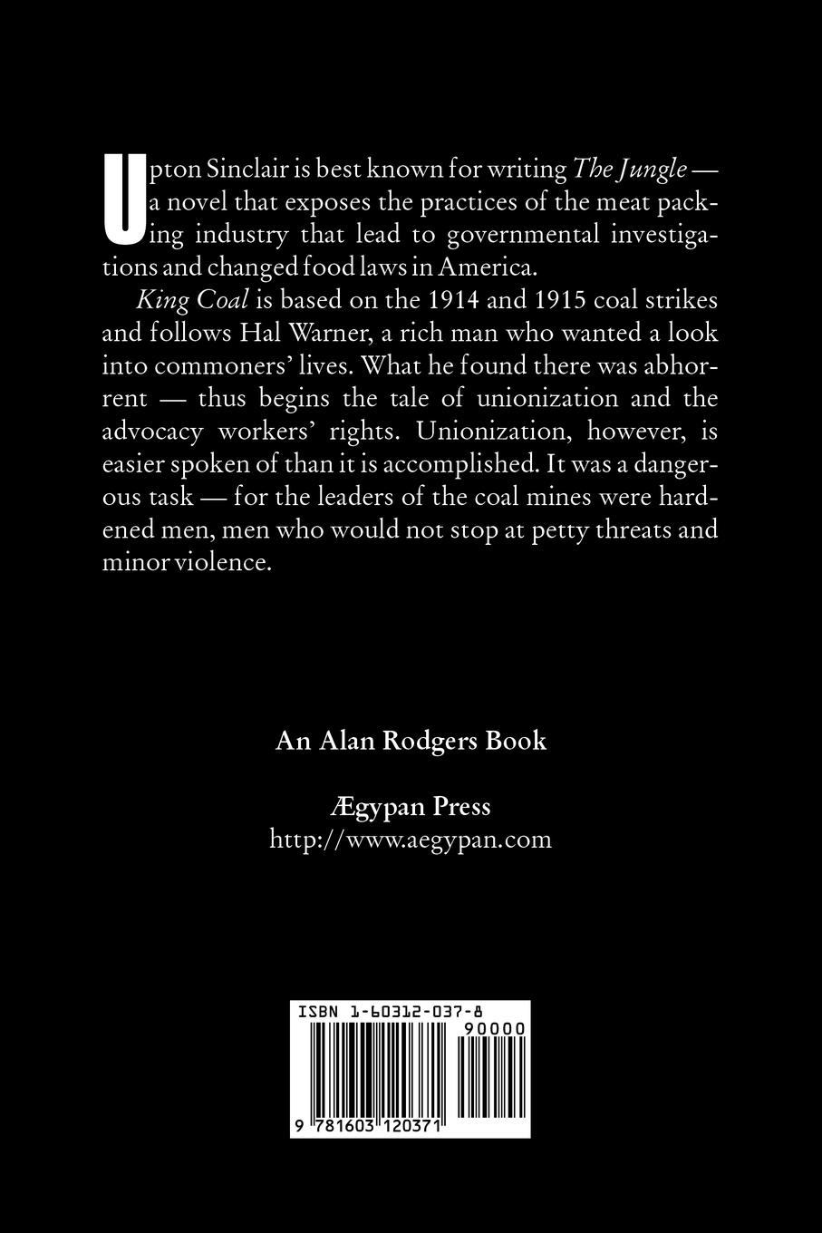 Rückseitencover King Coal by Upton Sinclair, Fiction, Classics, Literary