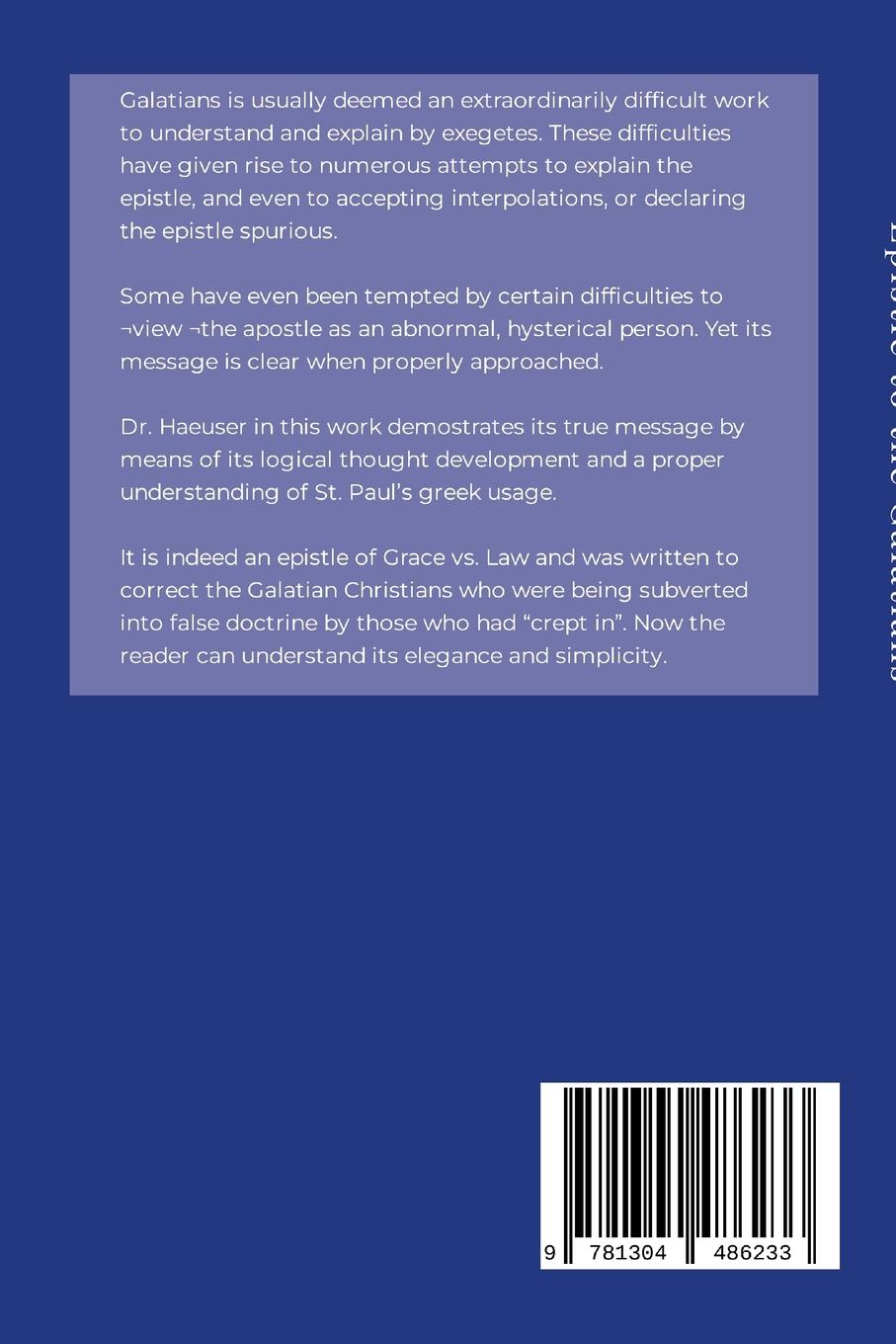 Rückseitencover The Reason And Purpose Of The Epistle To The Galatians