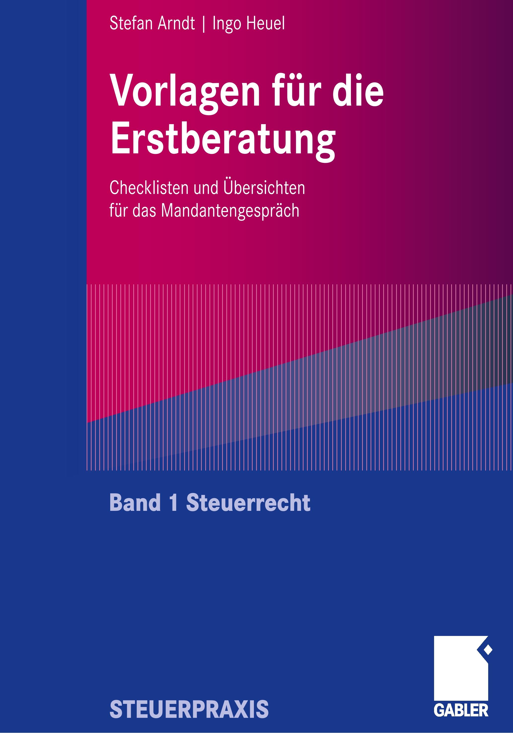 Vorderes Coverbild Vorlagen für die Erstberatung - Steuerrecht