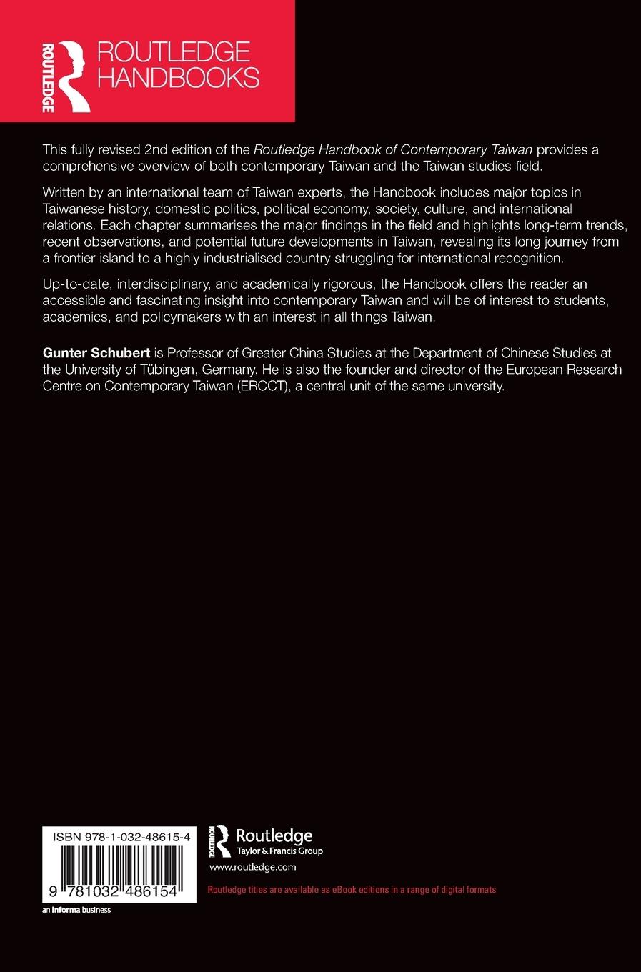 Rückseitencover Routledge Handbook of Contemporary Taiwan