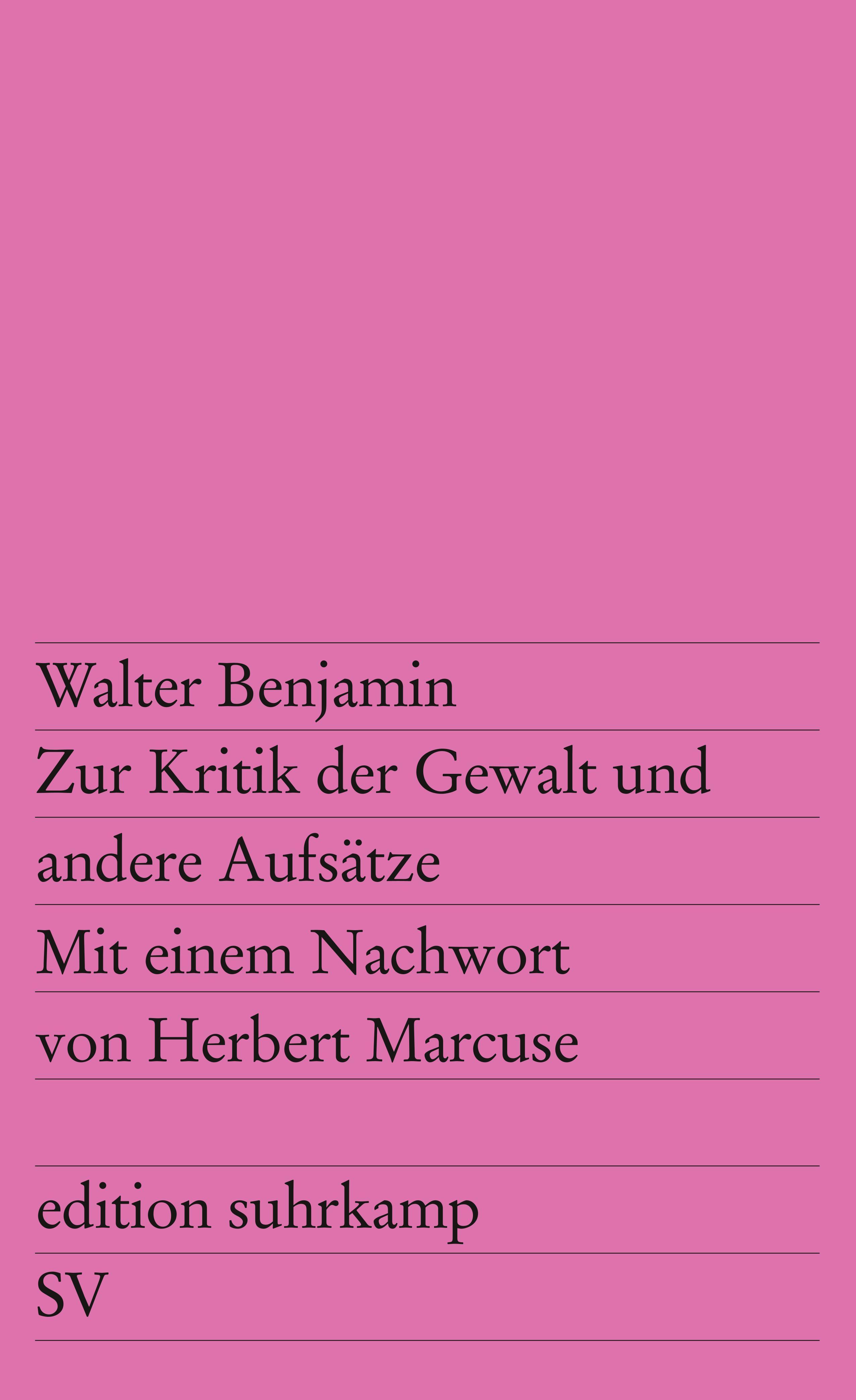 Vorderes Coverbild Zur Kritik der Gewalt und andere Aufsätze