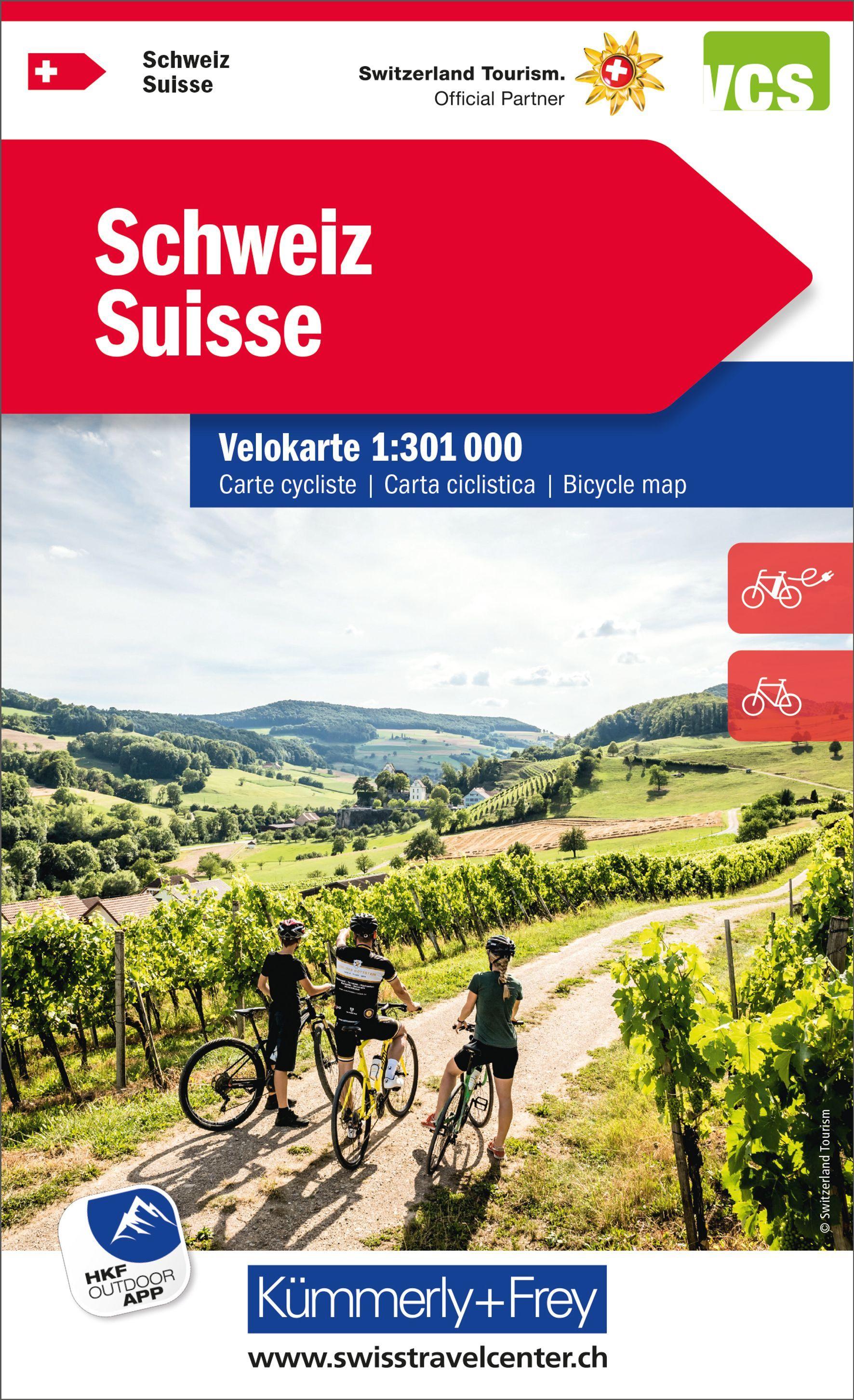 Vorderes Coverbild Kümmerly+Frey Velokarte Schweiz 1:301.000
