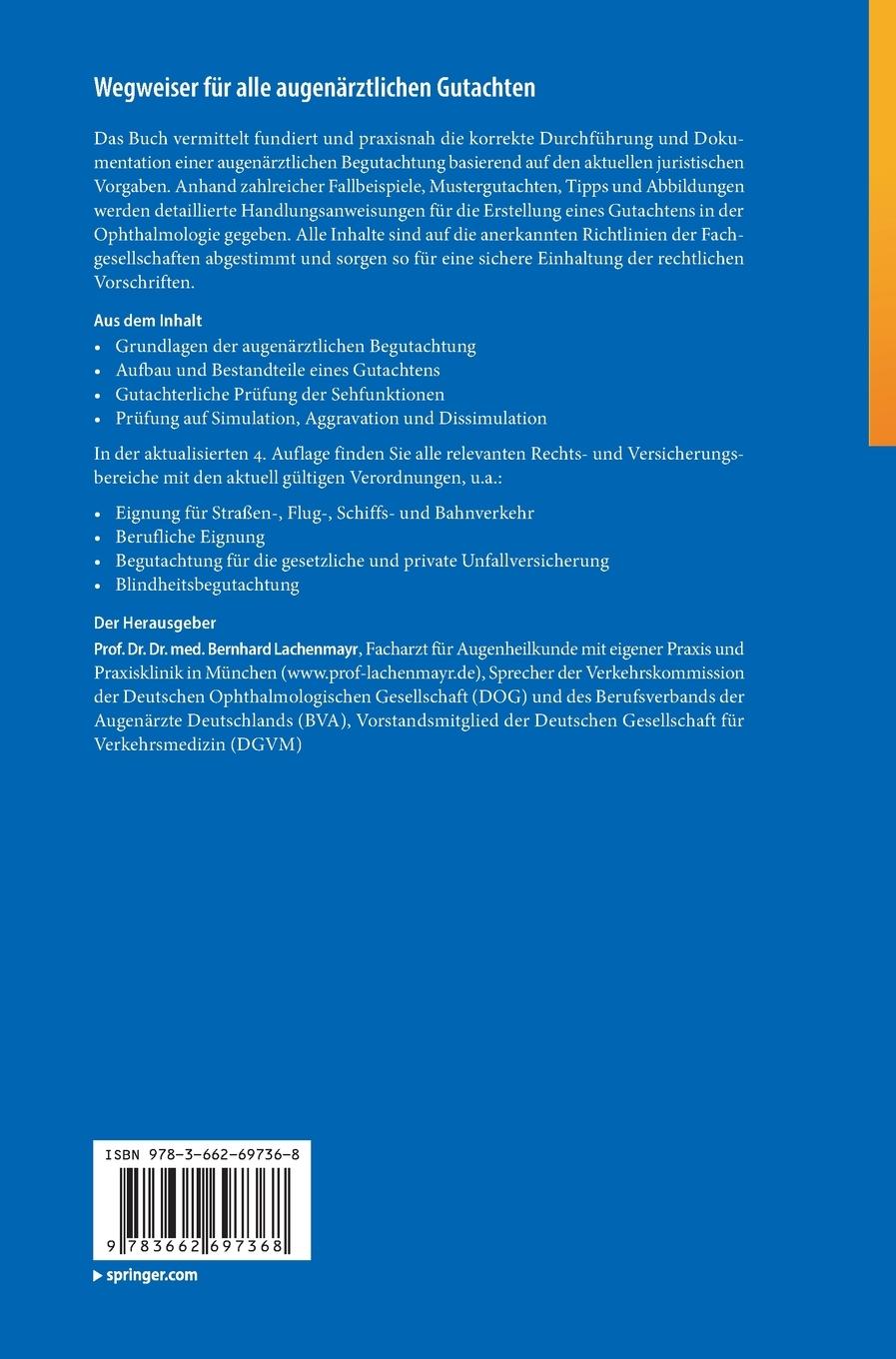 Rückseitencover Begutachtung in der Augenheilkunde