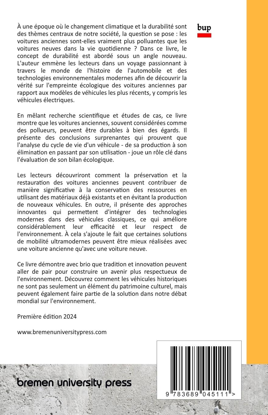 Rückseitencover La durabilité des voitures anciennes par rapport aux voitures neuves