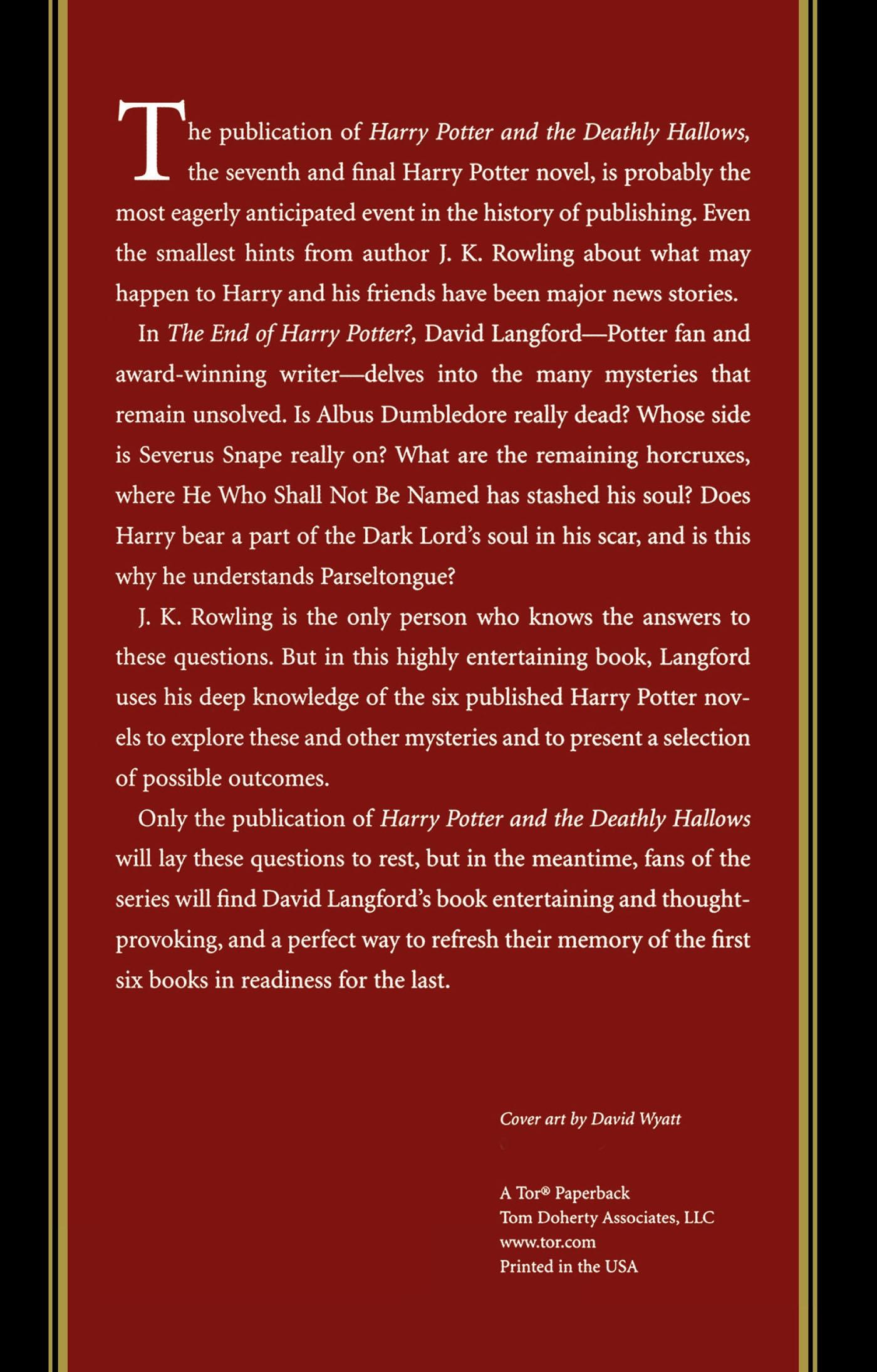 Rückseitencover The End of Harry Potter?