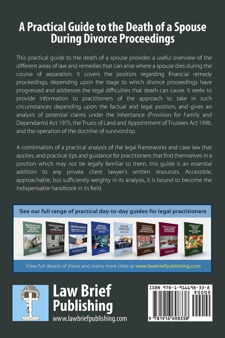Rückseitencover A Practical Guide to the Death of a Spouse During Divorce Proceedings