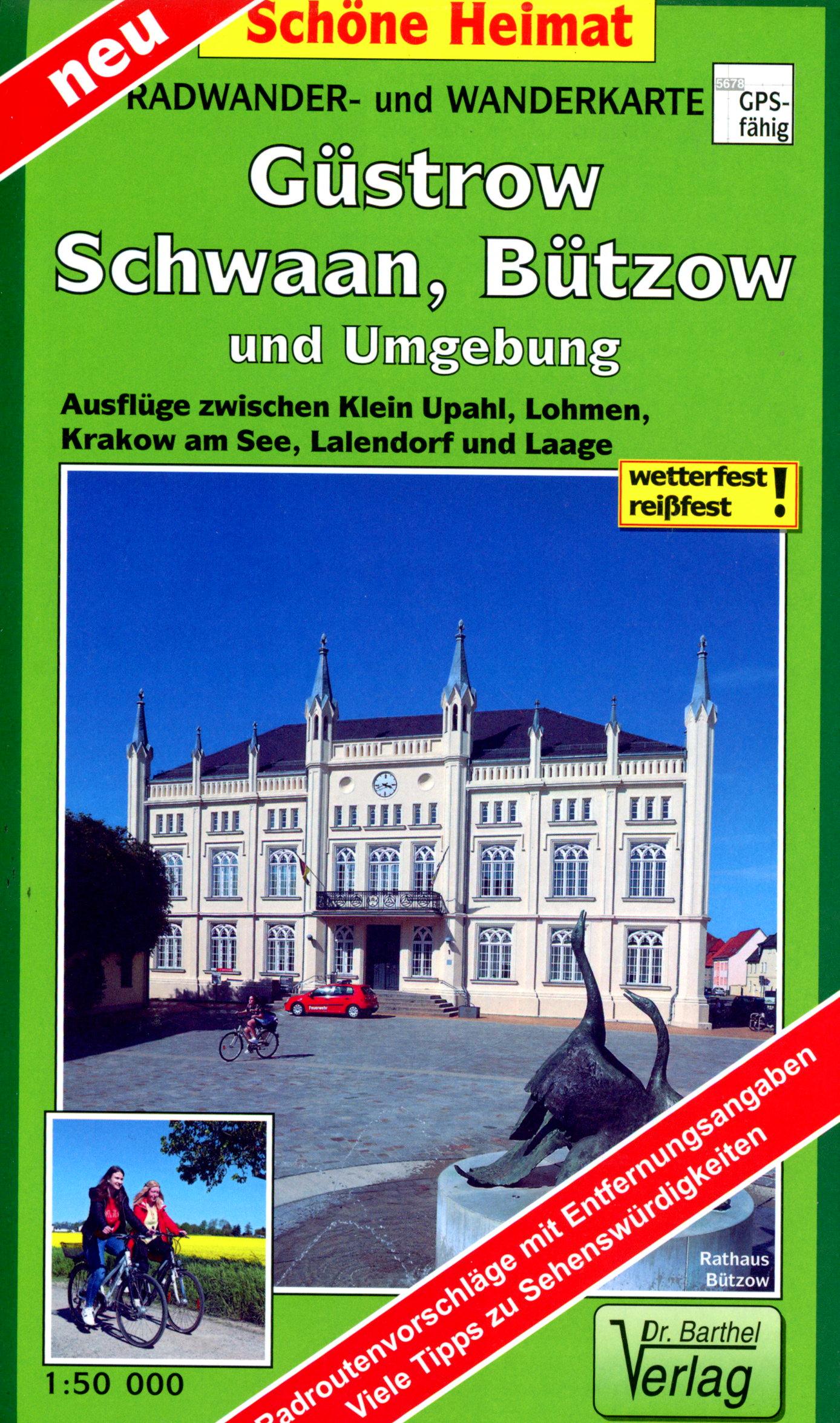 Vorderes Coverbild Radwander- und Wanderkarte Güstrow, Schwaan, Bützow und Umgebung