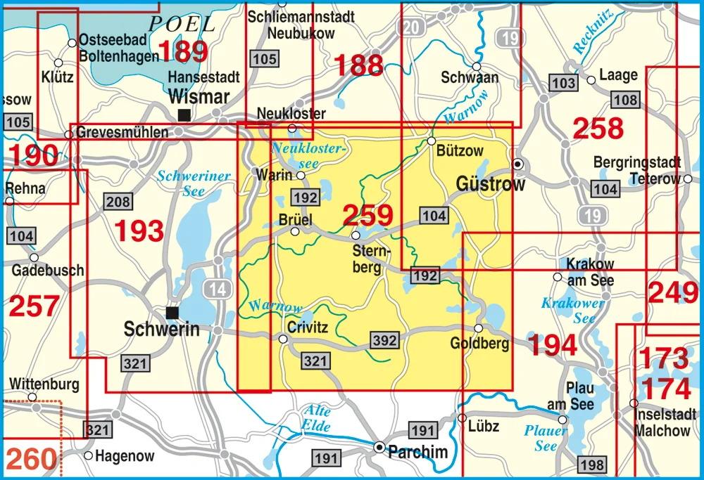 Rückseitencover Radwander- und Wanderkarte Naturpark Sternberger Seenland, Crivitz, Bützow und Umgebung