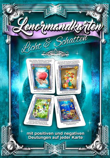 Vorderes Coverbild Lenormandkarten Licht und Schatten - Positive und negative Lenormand-Deutung auf jeder Karte