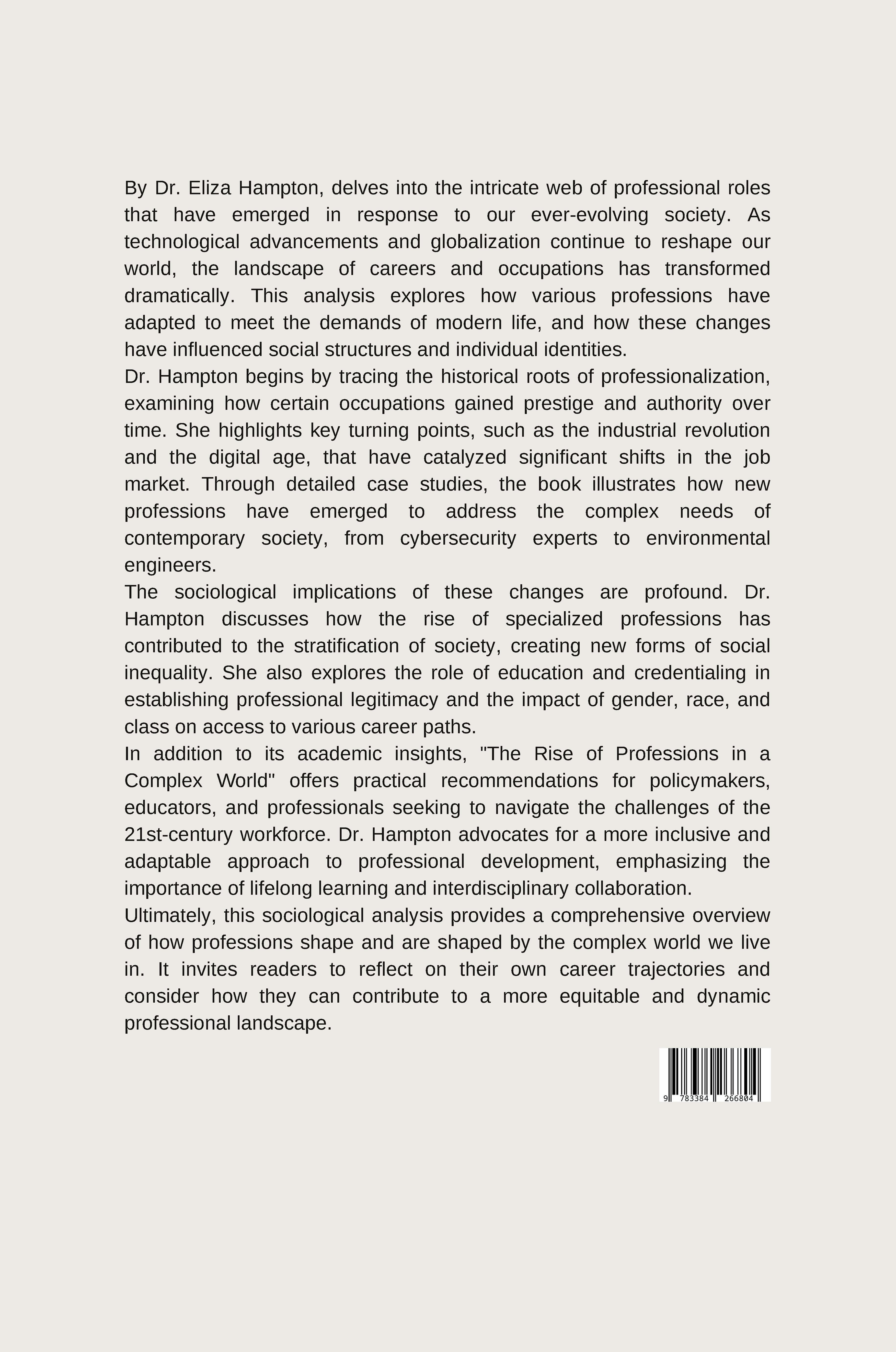 Rückseitencover The Rise of Professions in a Complex World: A Sociological Analysis