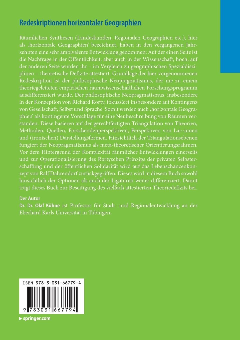 Rückseitencover Redeskriptionen horizontaler Geographien