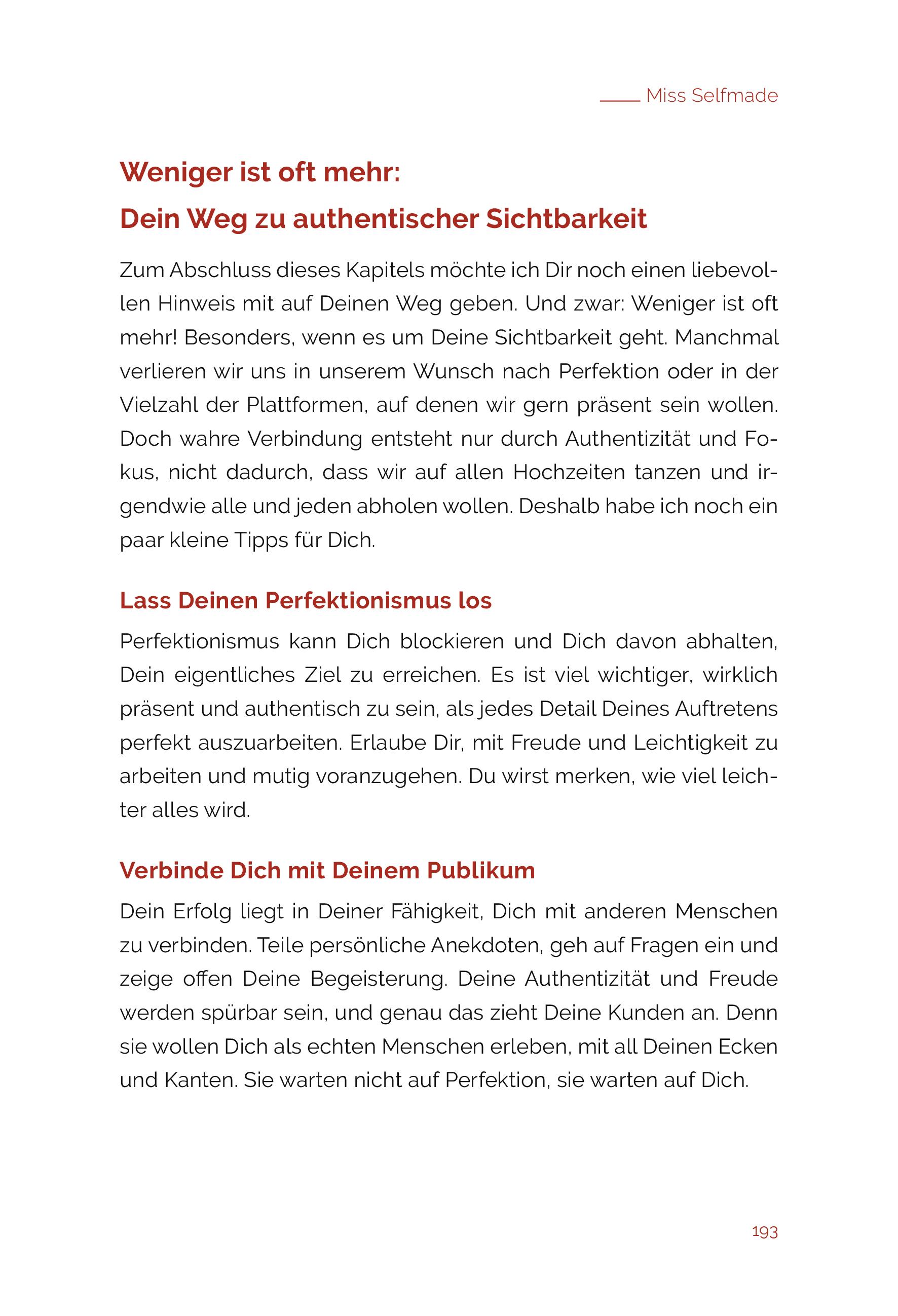 Beispielinhalt (Bild) Miss Selfmade