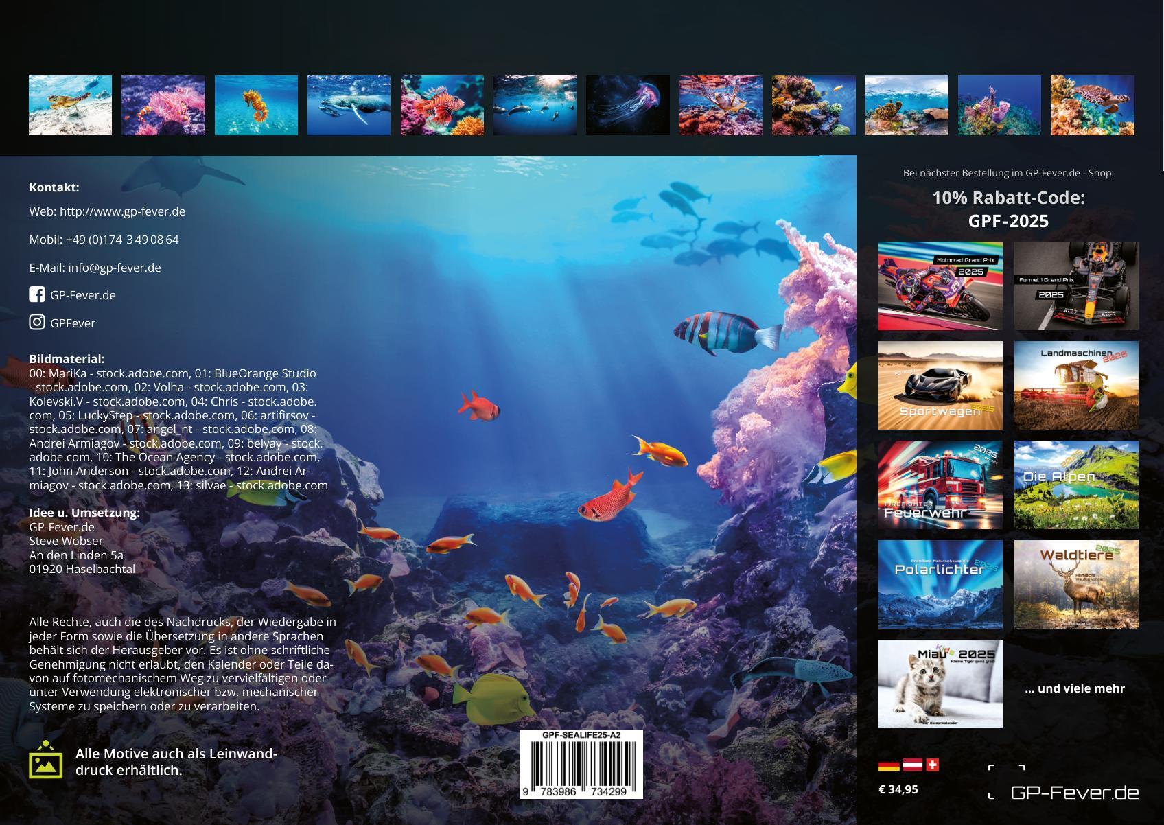 Rückseitencover Sealife - verborgene Tiefen - 2025 - Kalender DIN A2