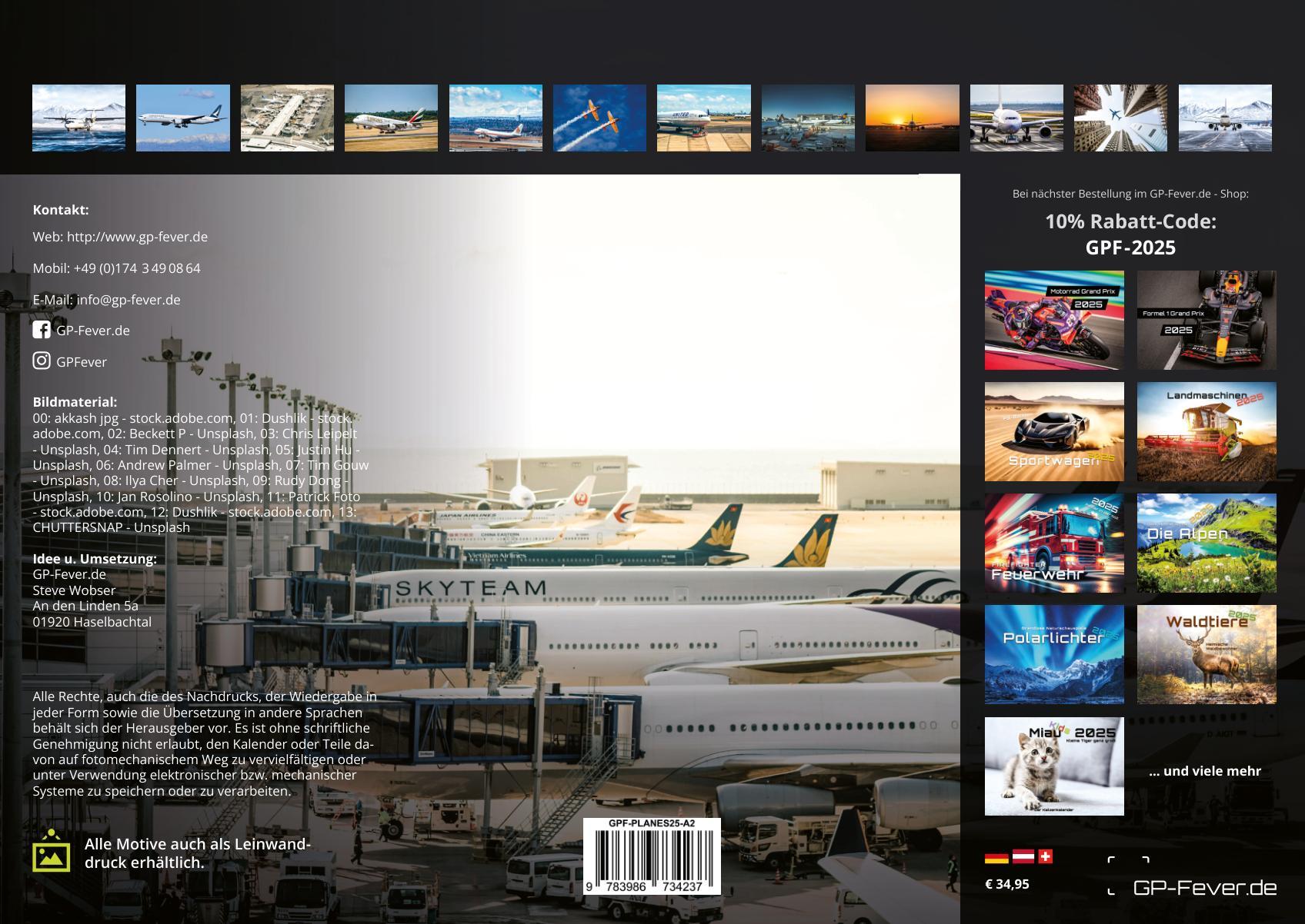 Rückseitencover Planes - Über den Wolken - Flugzeuge - 2025 - Kalender DIN A2