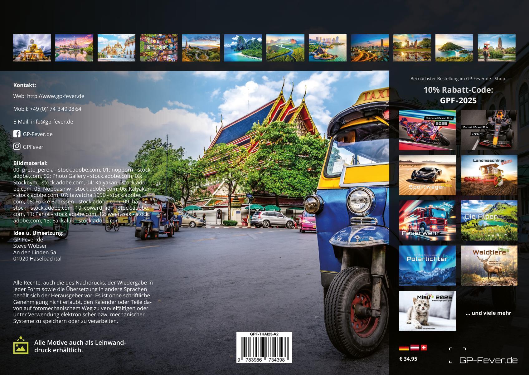 Beispielinhalt (Bild) Thailand - Land of Smiles - 2025 - Kalender DIN A2