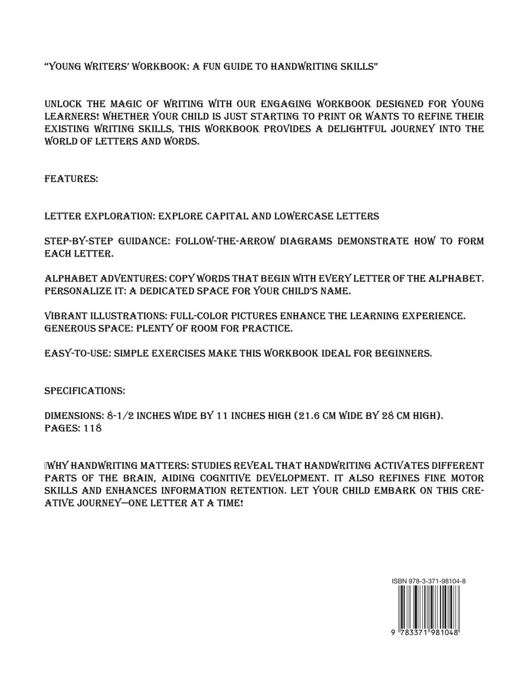 Rückseitencover Handwriting