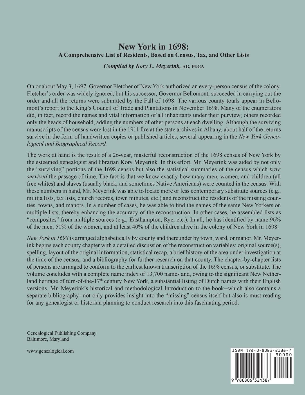 Rückseitencover New York in 1698