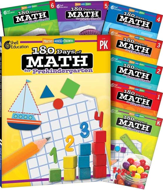 Vorderes Coverbild 180 Days(tm) Math Pk-6: 8-Book Set