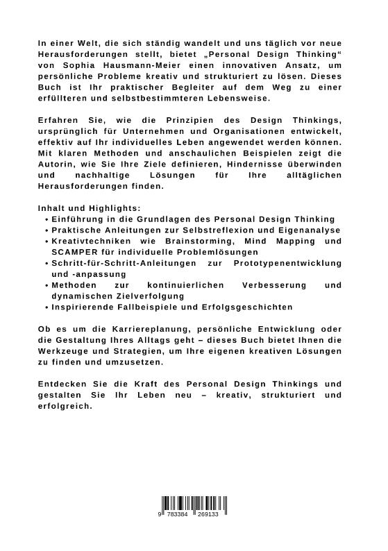 Rückseitencover Personal Design Thinking