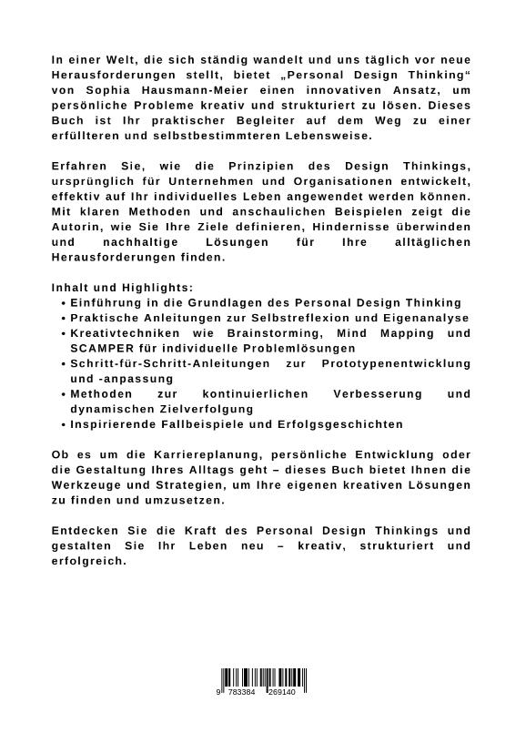 Rückseitencover Personal Design Thinking