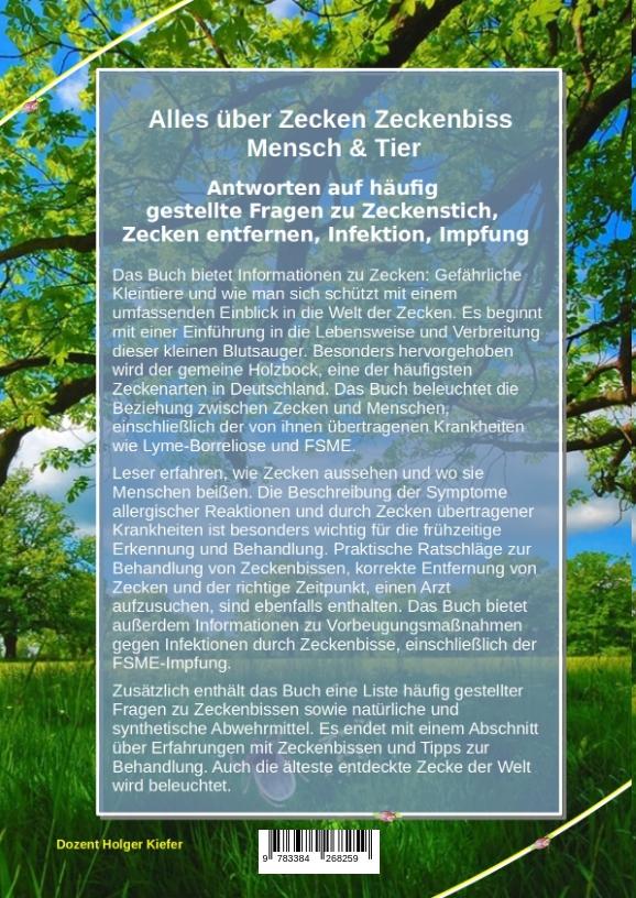 Rückseitencover Alles über Zecken Zeckenbiss   Mensch & Tier