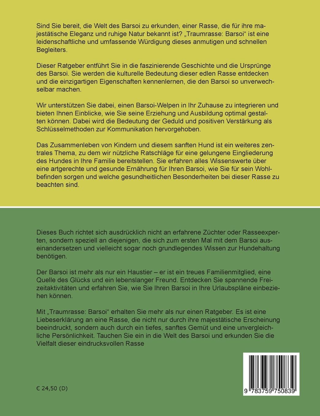 Rückseitencover Traumrasse Barsoi / Borzoi