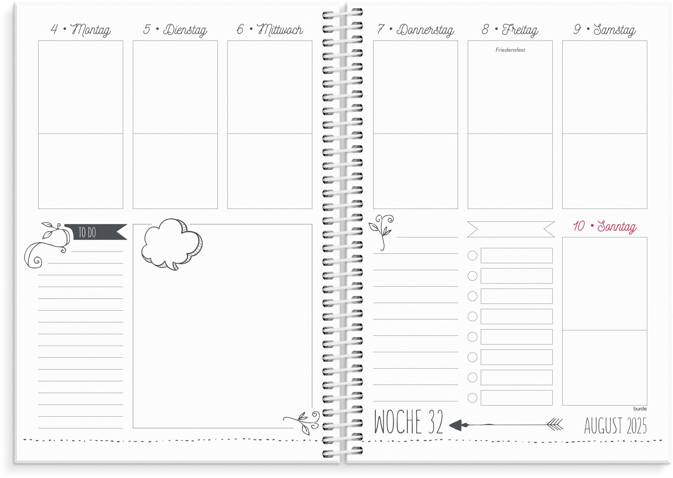 Beispielinhalt (Bild) Burde Doodle Kalender 2025