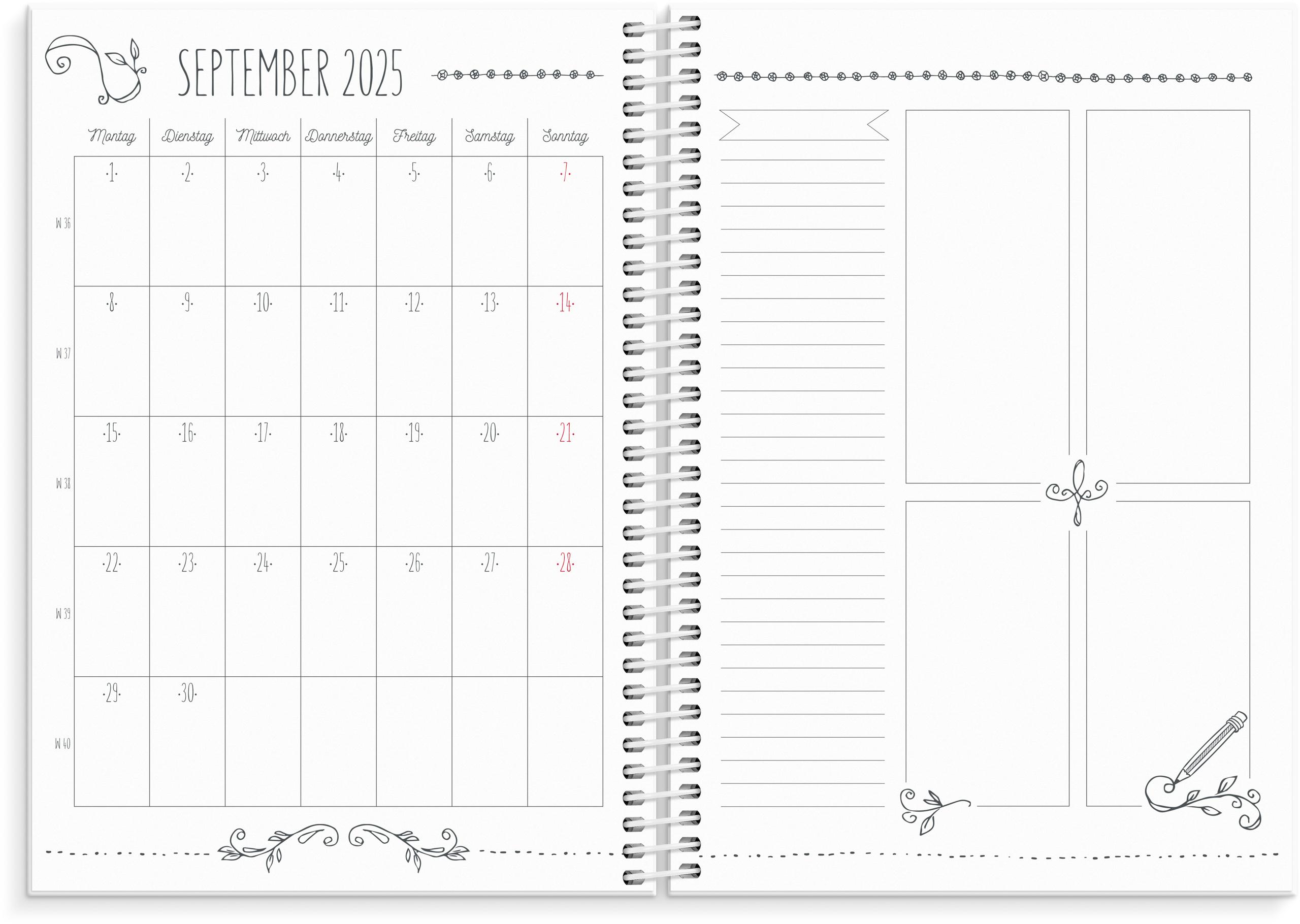 Beispielinhalt (Bild) Burde Doodle Kalender 2025