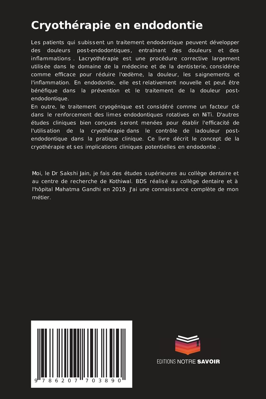 Rückseitencover Cryothérapie en endodontie