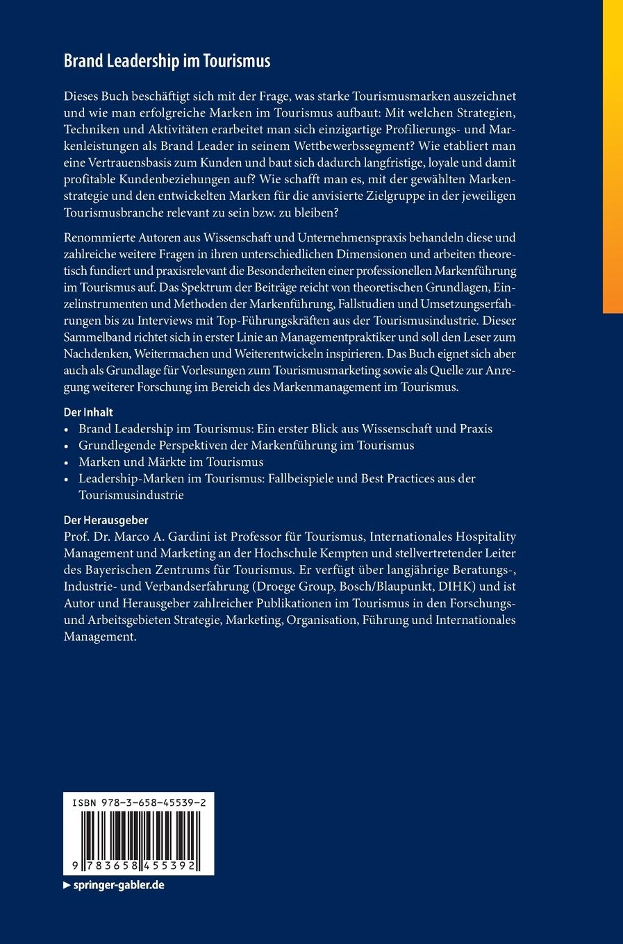 Rückseitencover Brand Leadership im Tourismus