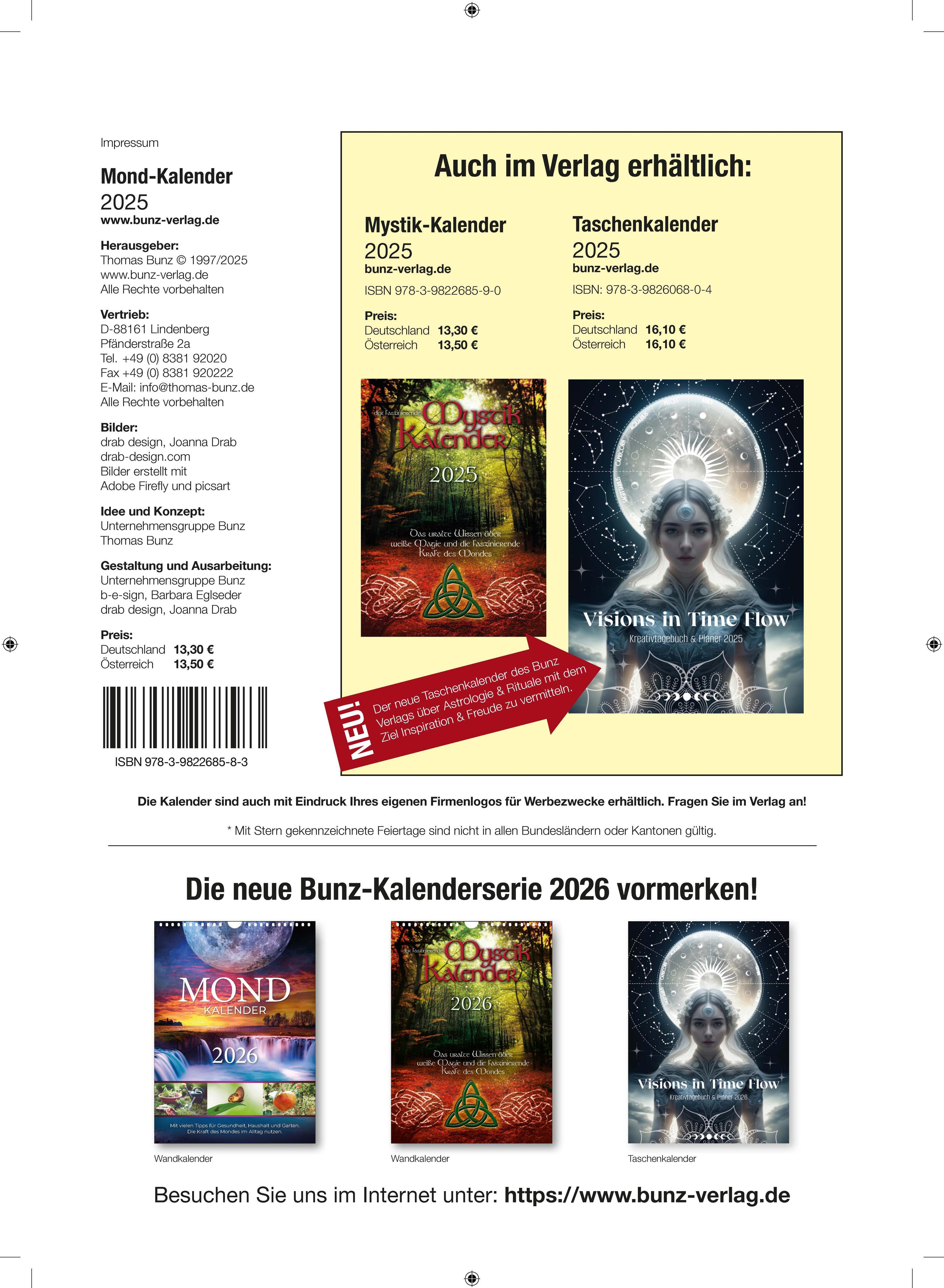 Rückseitencover Mondkalender 2025
