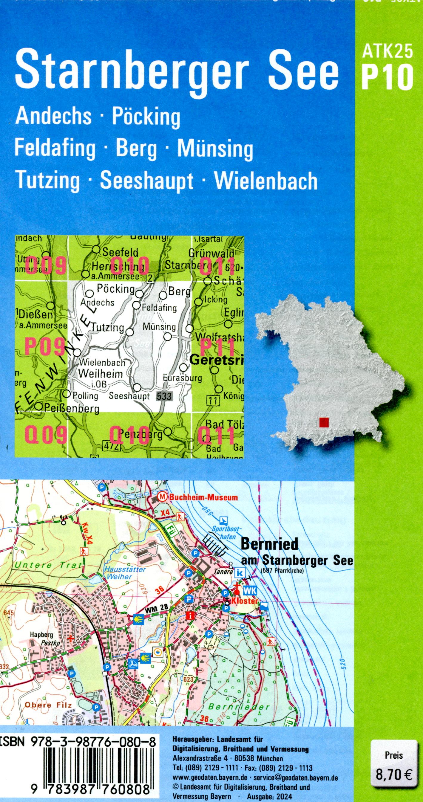 Beispielinhalt (Bild) ATK25-P10 Starnberger See (Amtliche Topographische Karte 1:25000)