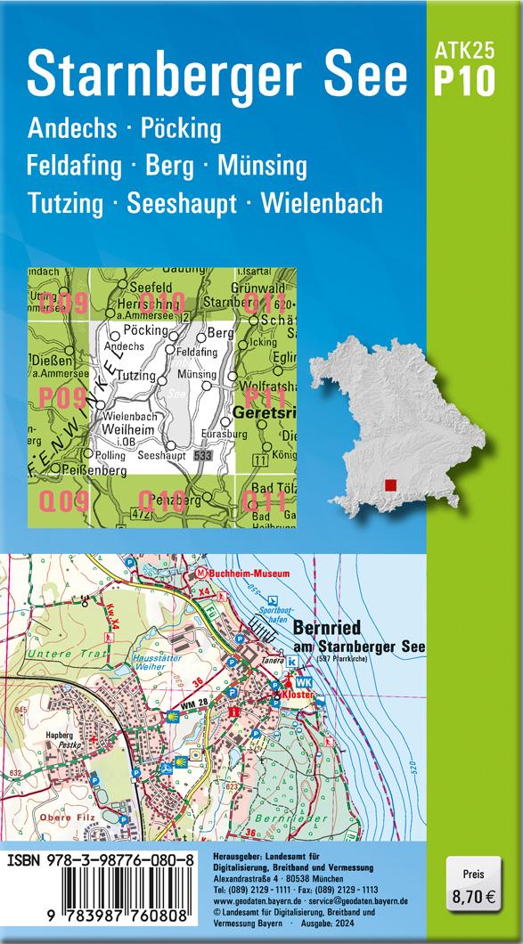Rückseitencover ATK25-P10 Starnberger See (Amtliche Topographische Karte 1:25000)