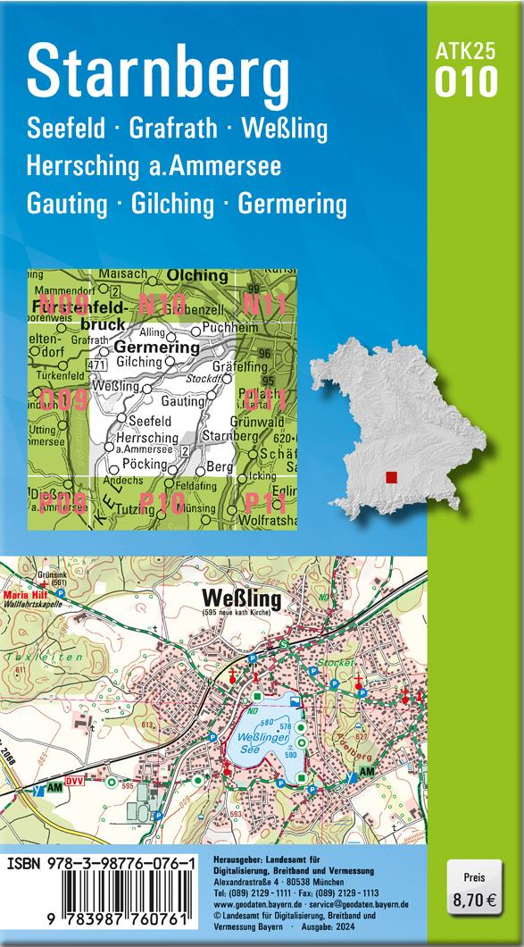Rückseitencover ATK25-O10 Starnberg (Amtliche Topographische Karte 1:25000)