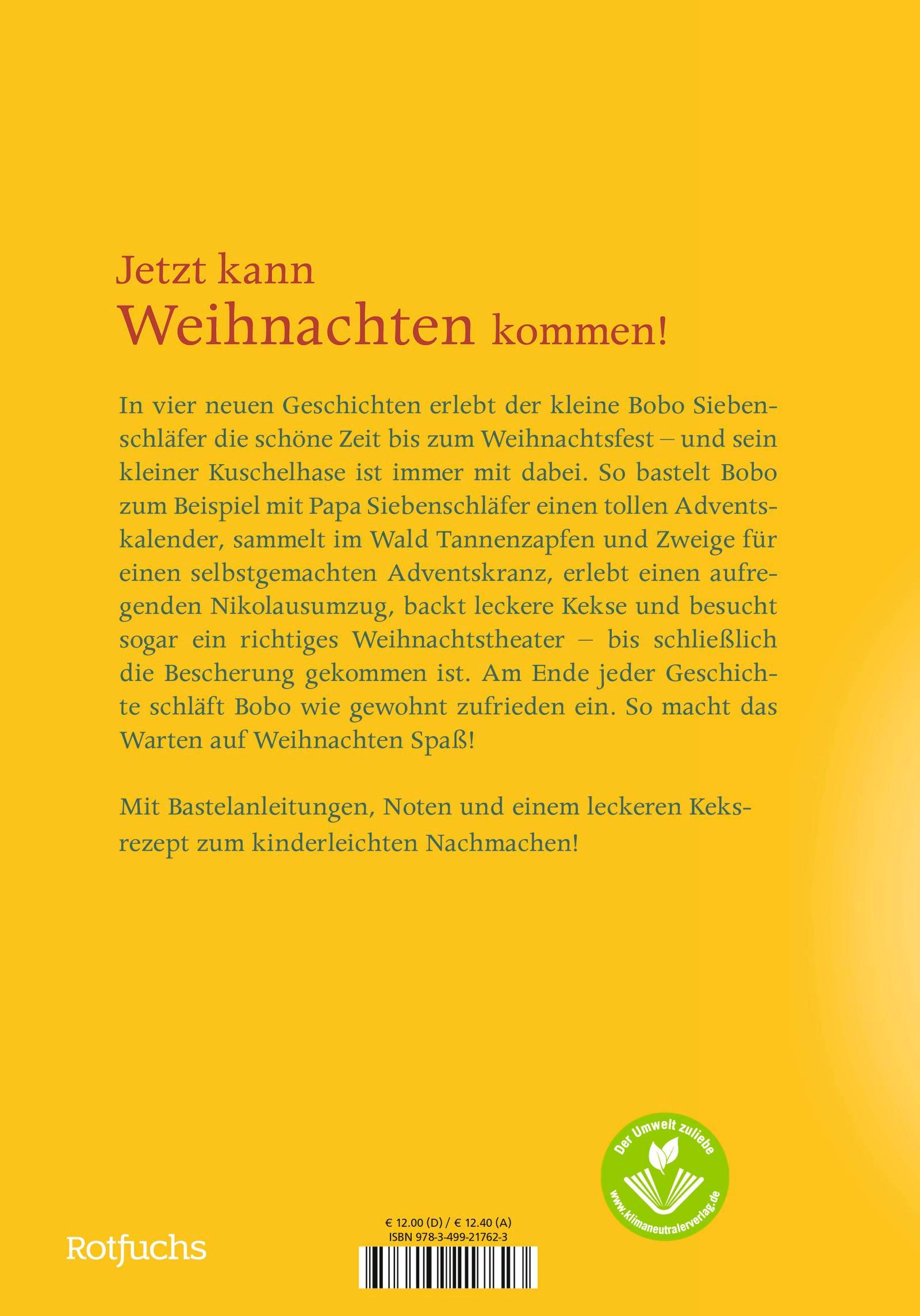 Rückseitencover Fröhliche Weihnachten, Bobo Siebenschläfer!