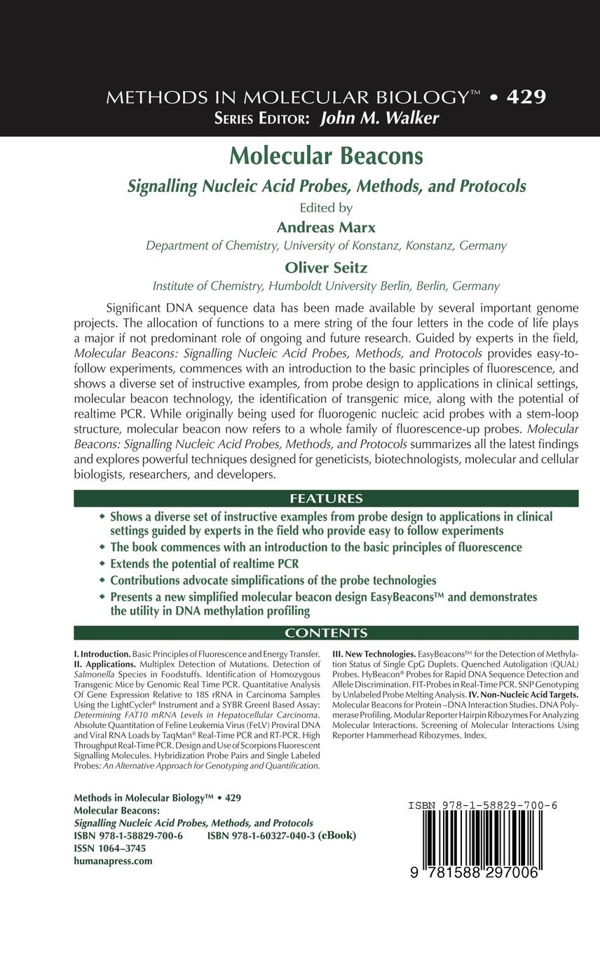 Rückseitencover Molecular Beacons: Signalling Nucleic Acid Probes, Methods, and Protocols
