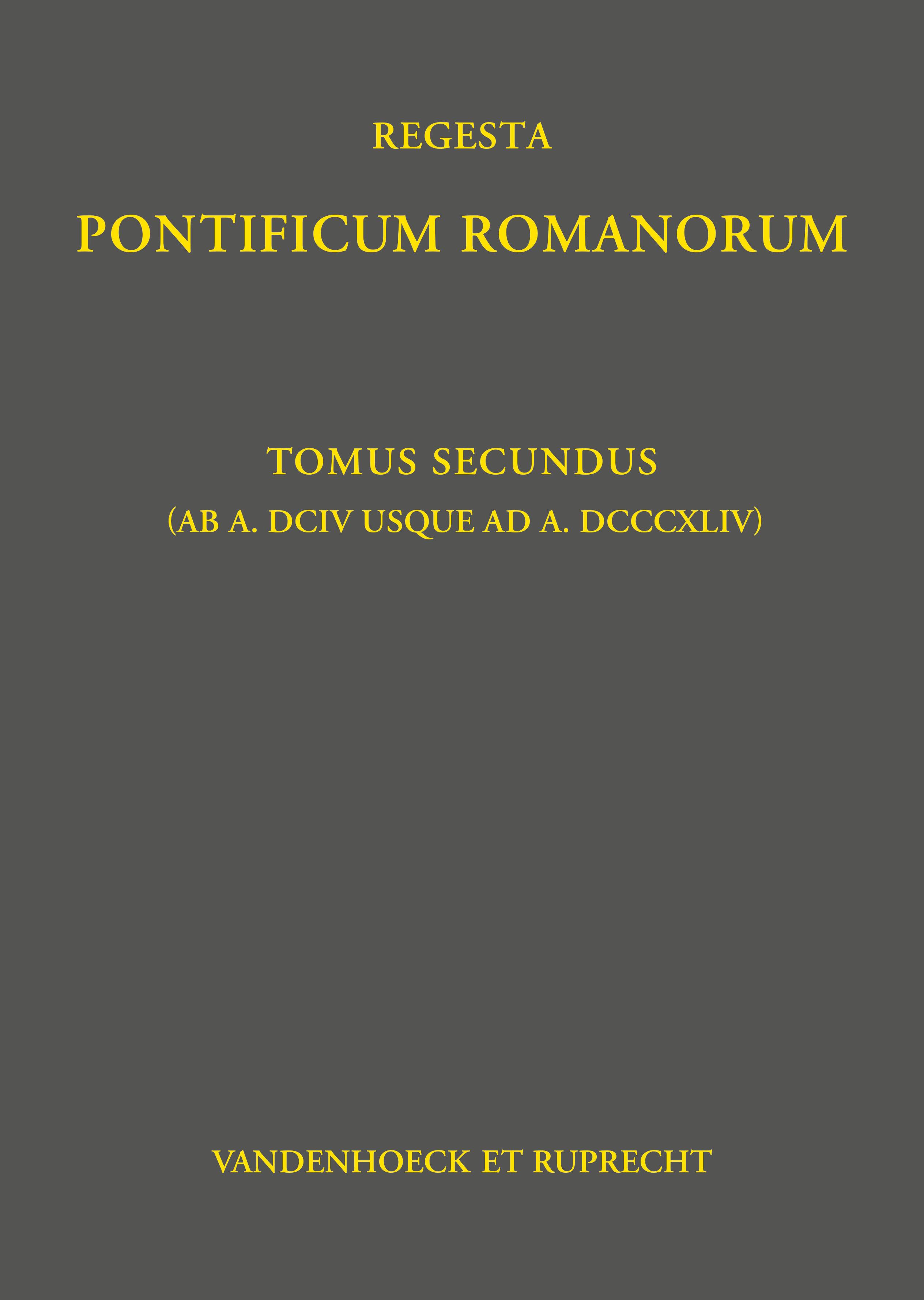 Vorderes Coverbild Regesta Pontificum Romanorum