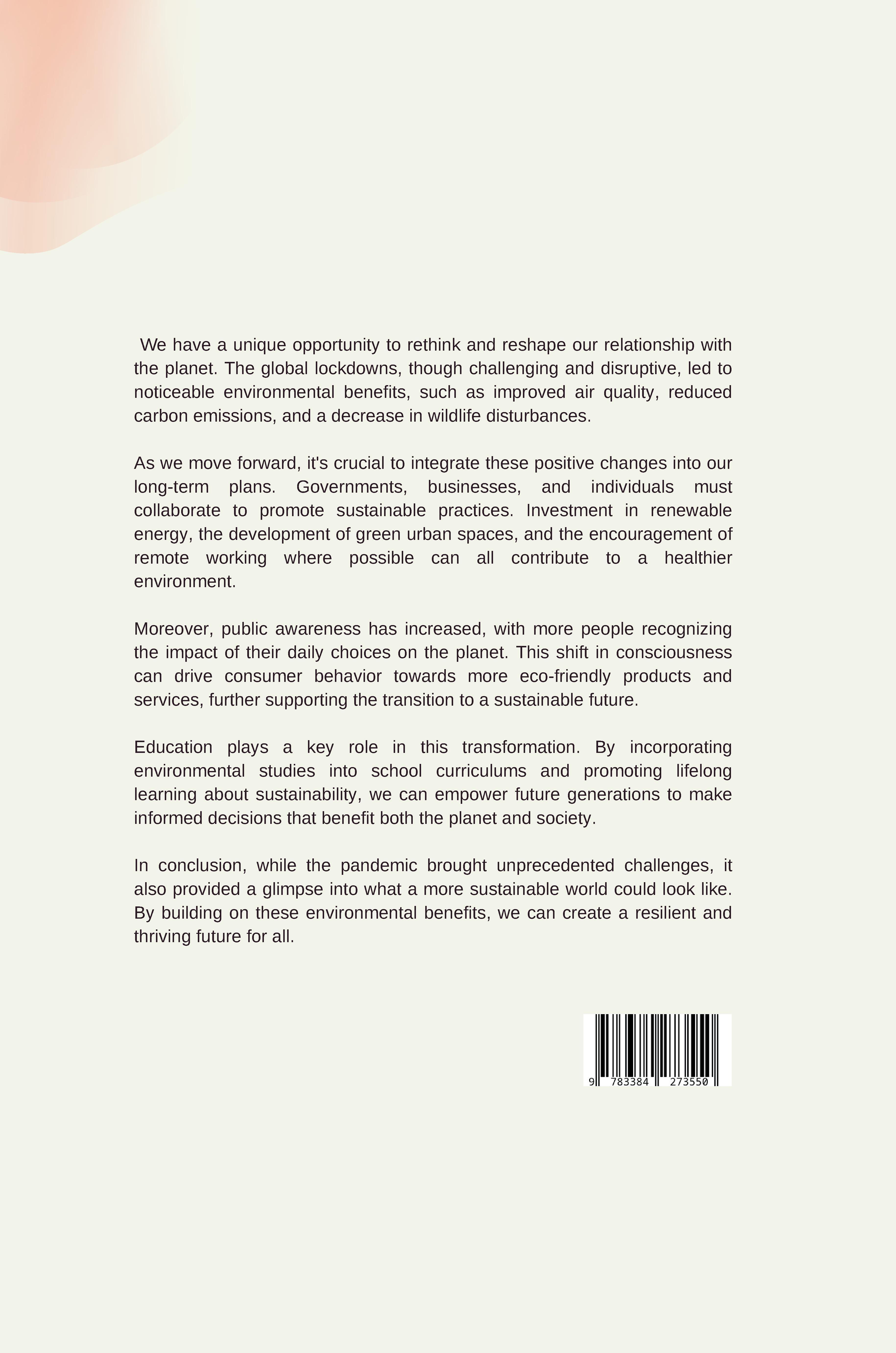 Rückseitencover Beyond the Pandemic: Building on the Environmental Benefits of Lockdowns