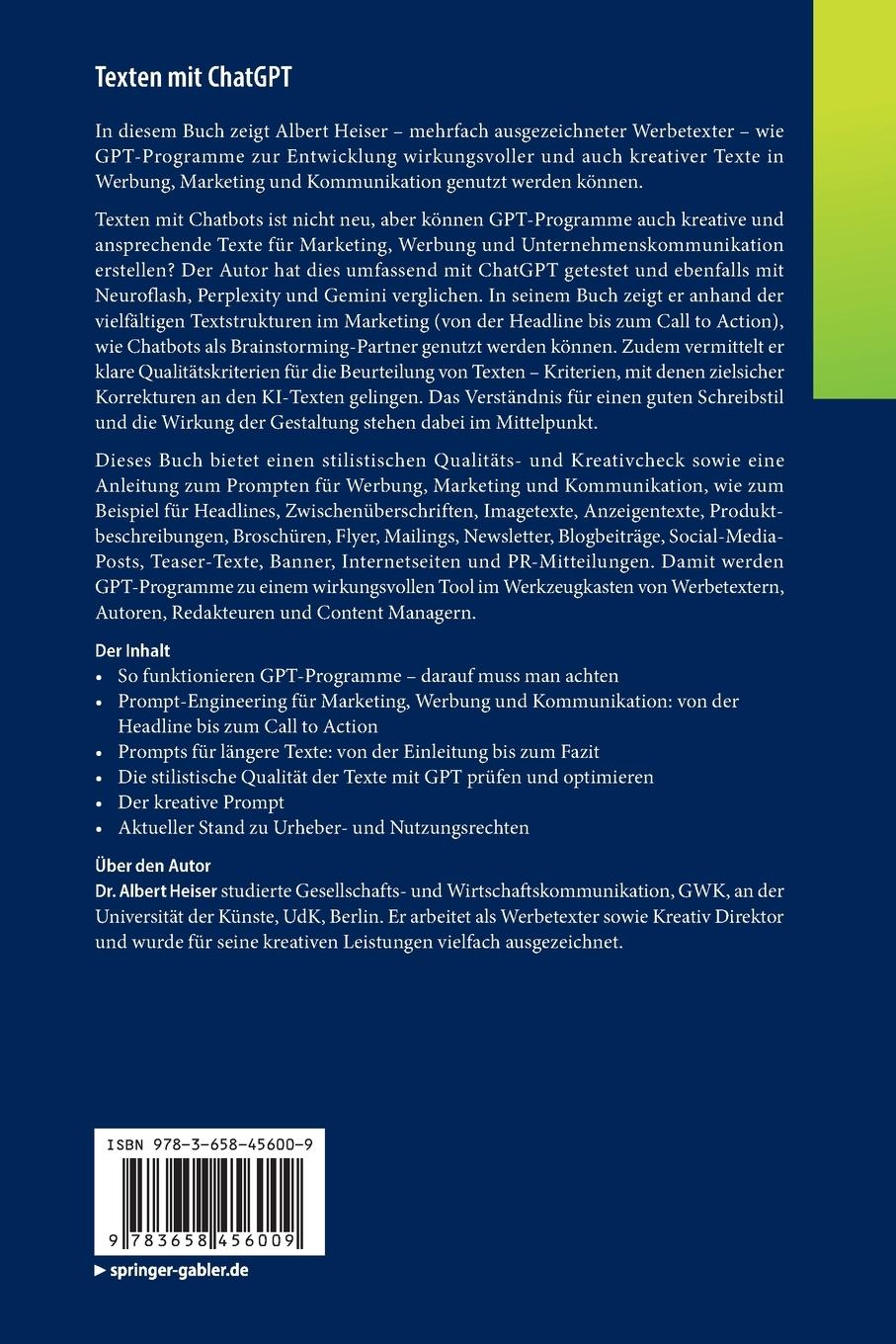 Rückseitencover Texten mit ChatGPT