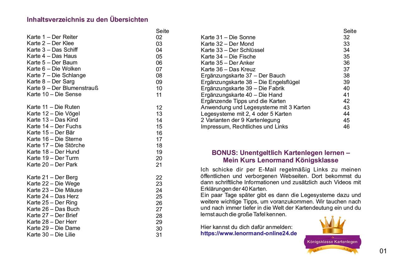 Beispielinhalt (Bild) Lenormand Deutung leicht gemacht 6