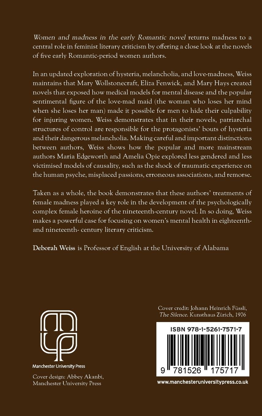 Rückseitencover Women and madness in the early Romantic novel