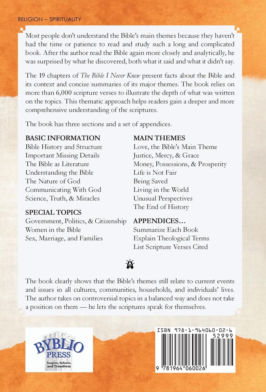 Rückseitencover The Bible I Never Knew